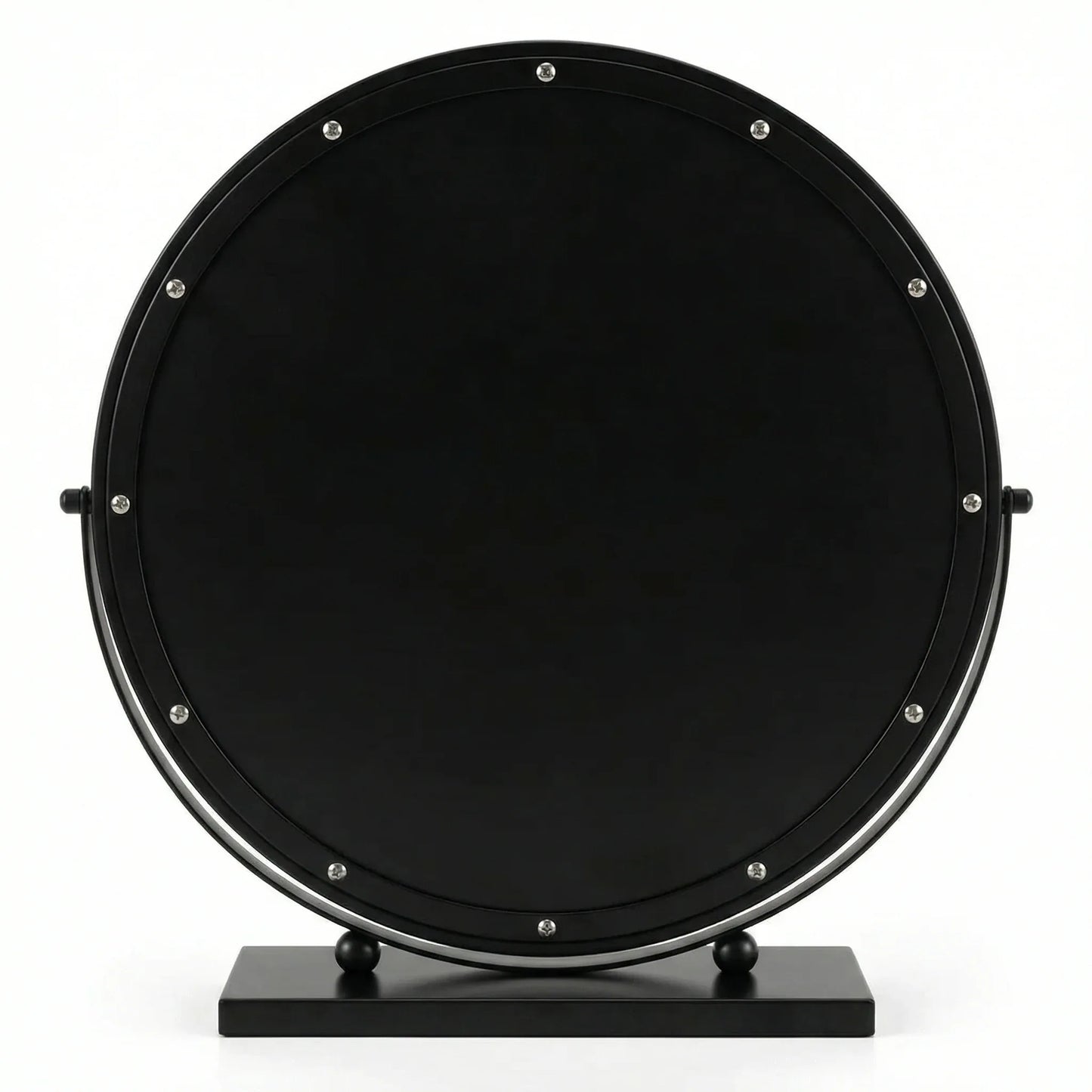Sophisticated Matte Black Circular Tabletop Mirror