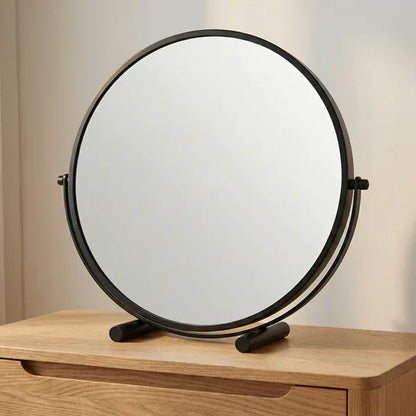 Minimalist Black Round Studio Table Mirror