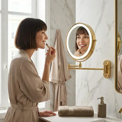 Lumio Gold LED Retractable Vanity Mirror