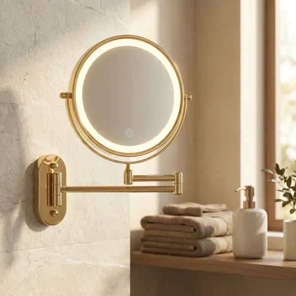Lumio Gold LED Retractable Vanity Mirror