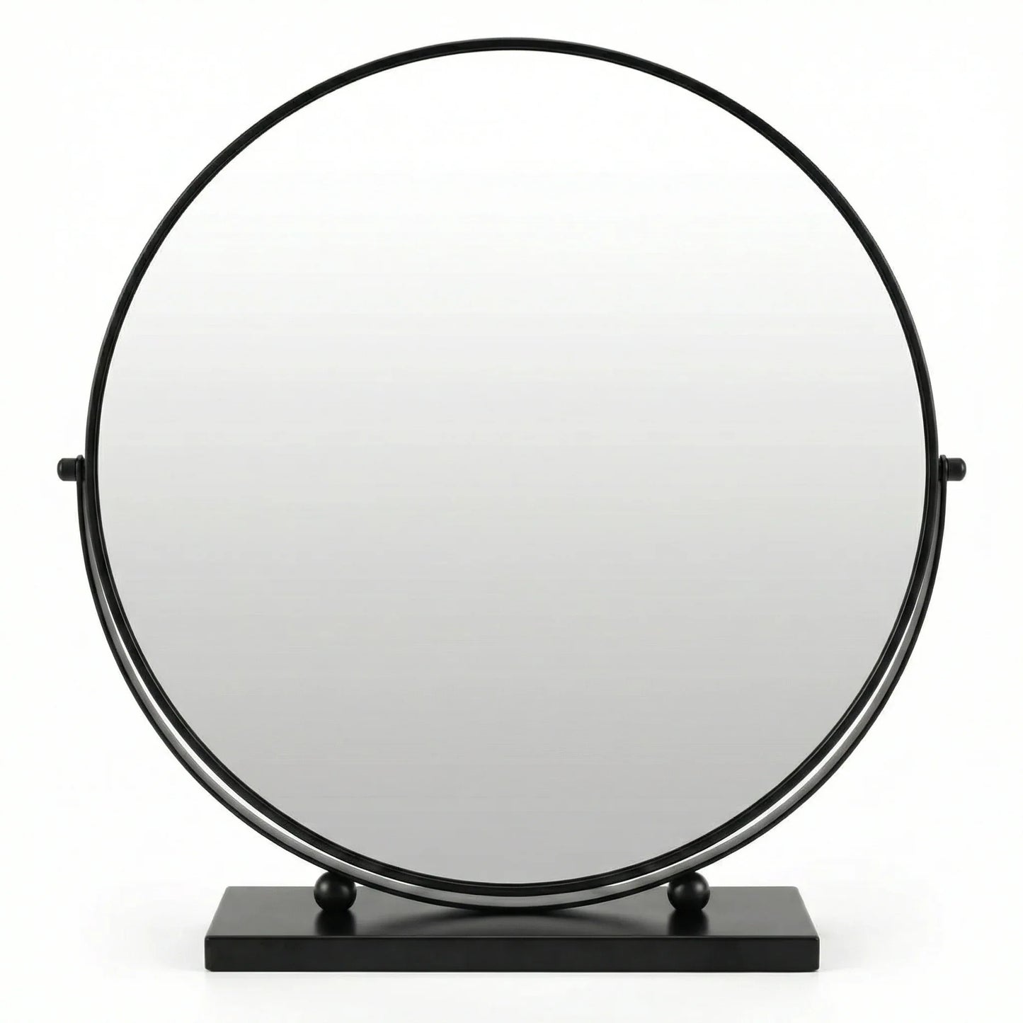 Sophisticated Matte Black Circular Tabletop Mirror