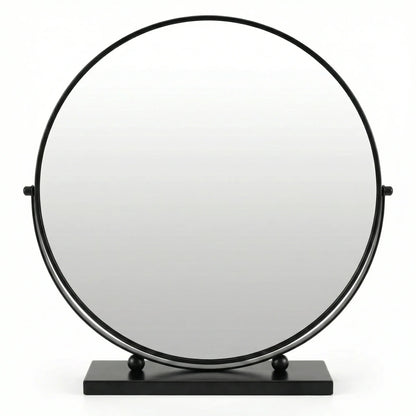 Sophisticated Matte Black Circular Tabletop Mirror