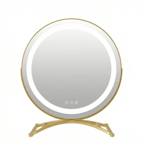 LumaGlow Luxury Gold LED Mirror