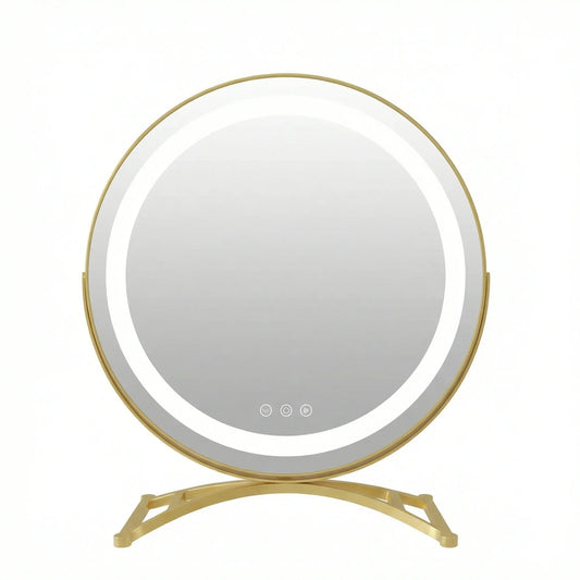 LumaGlow Luxury Gold LED Mirror