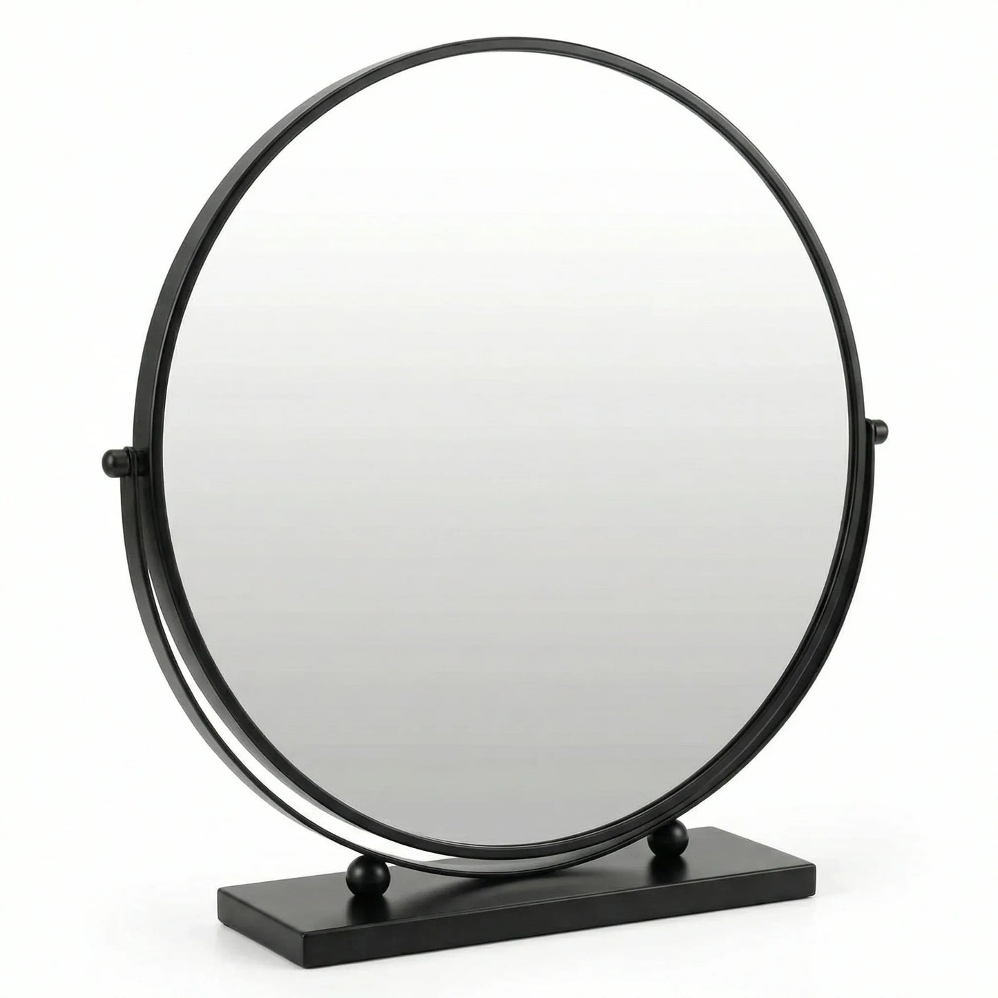Sophisticated Matte Black Circular Tabletop Mirror