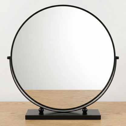 Sophisticated Matte Black Circular Tabletop Mirror