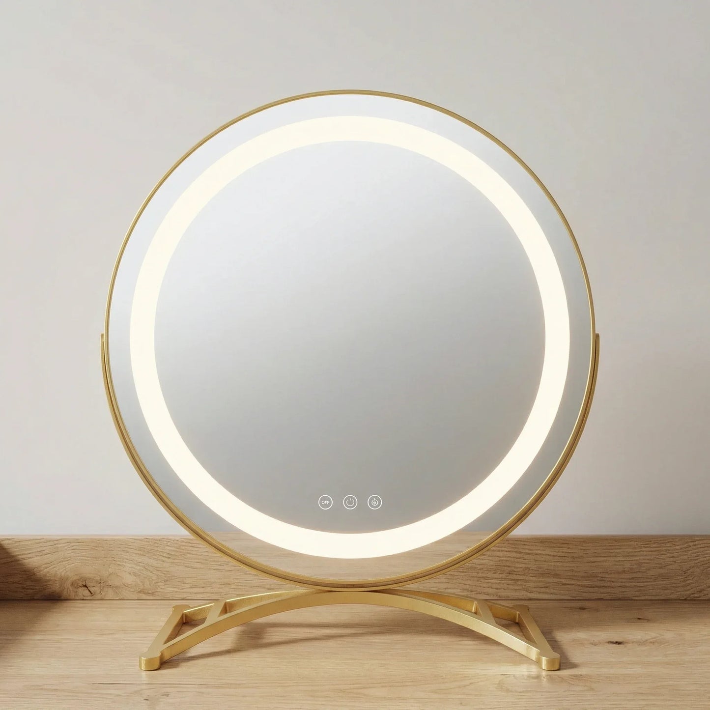 LumaGlow Luxury Gold LED Mirror