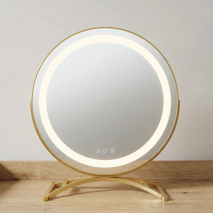 LumaGlow Luxury Gold LED Mirror