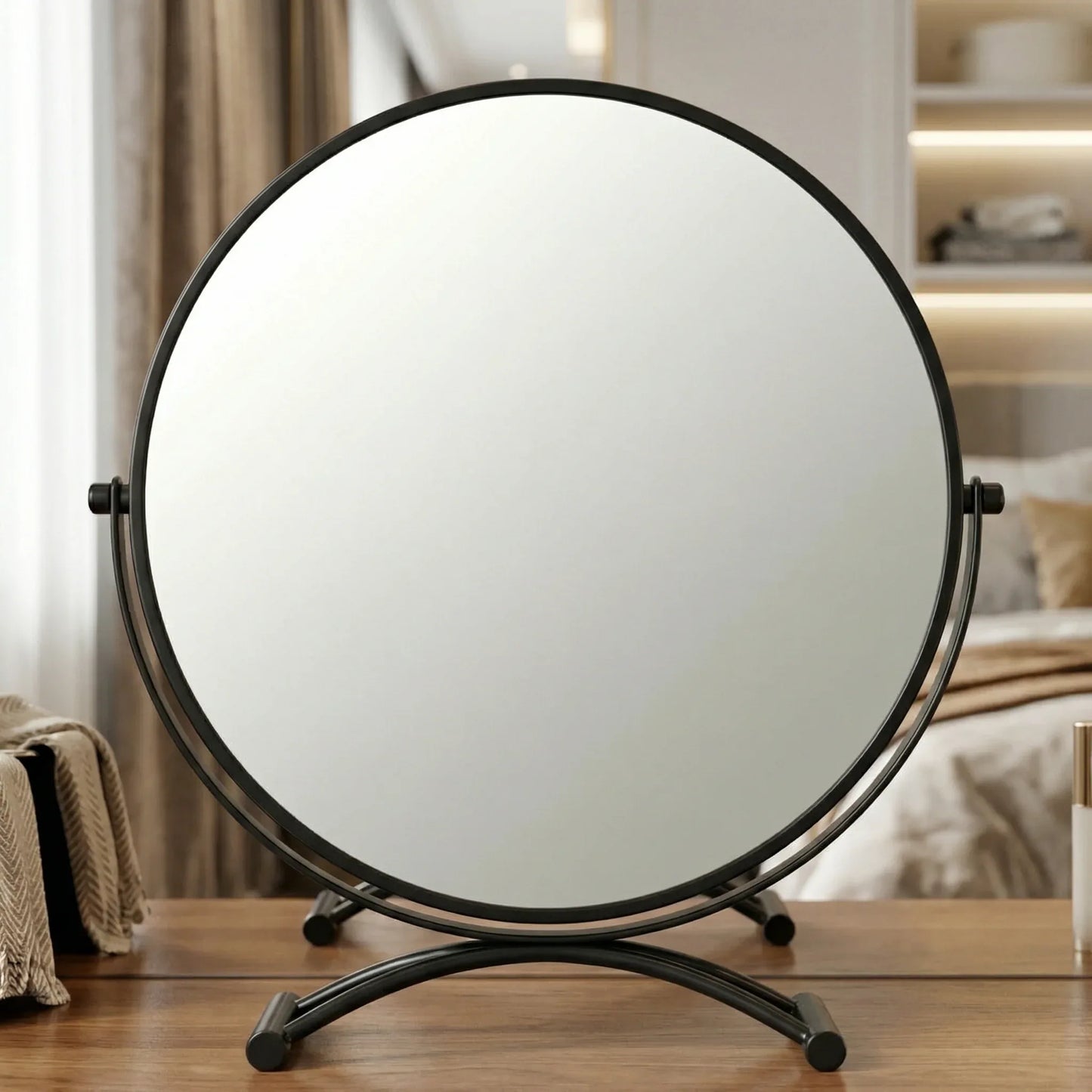 Minimalist Matte Black Table Mirror