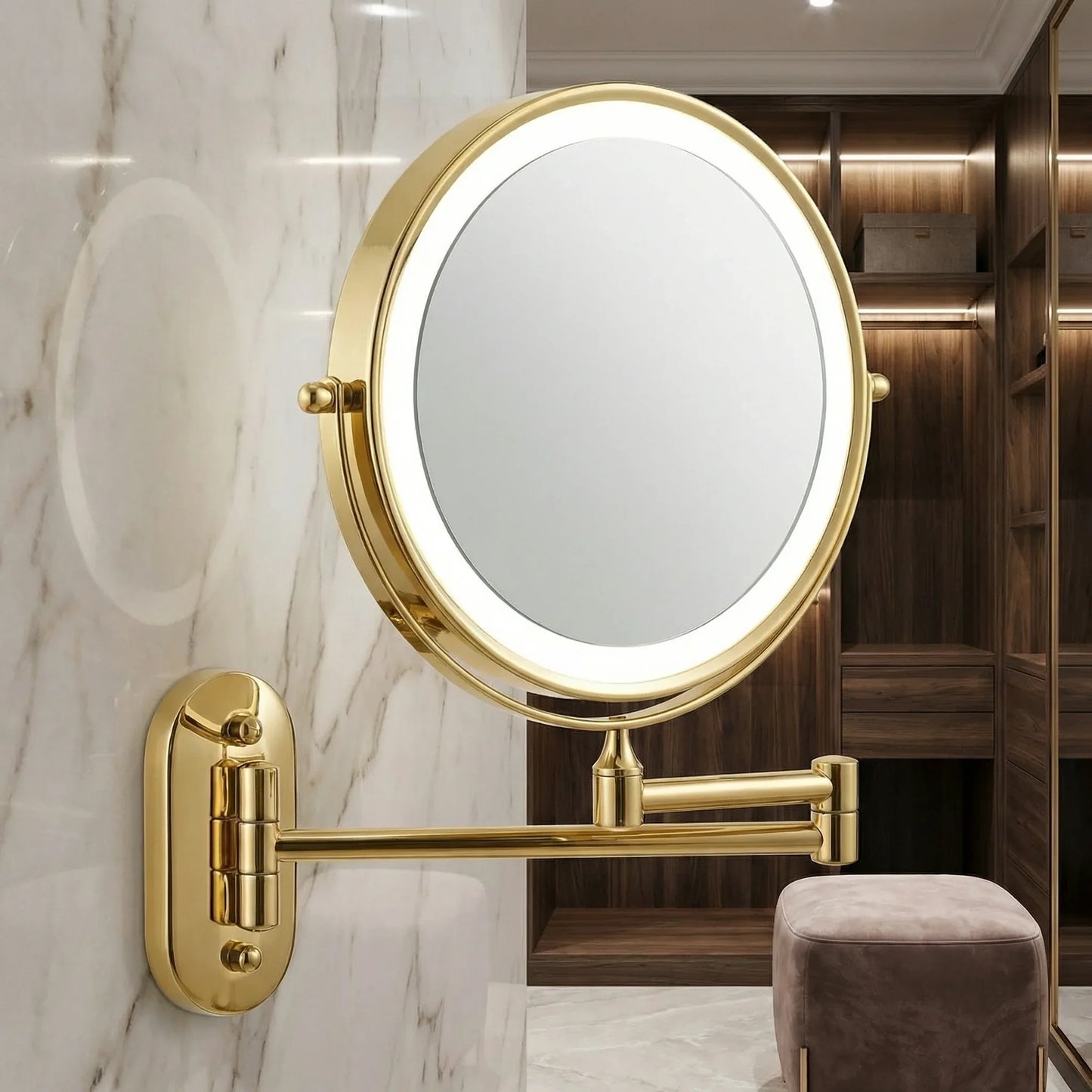 Lumio Gold LED Retractable Vanity Mirror