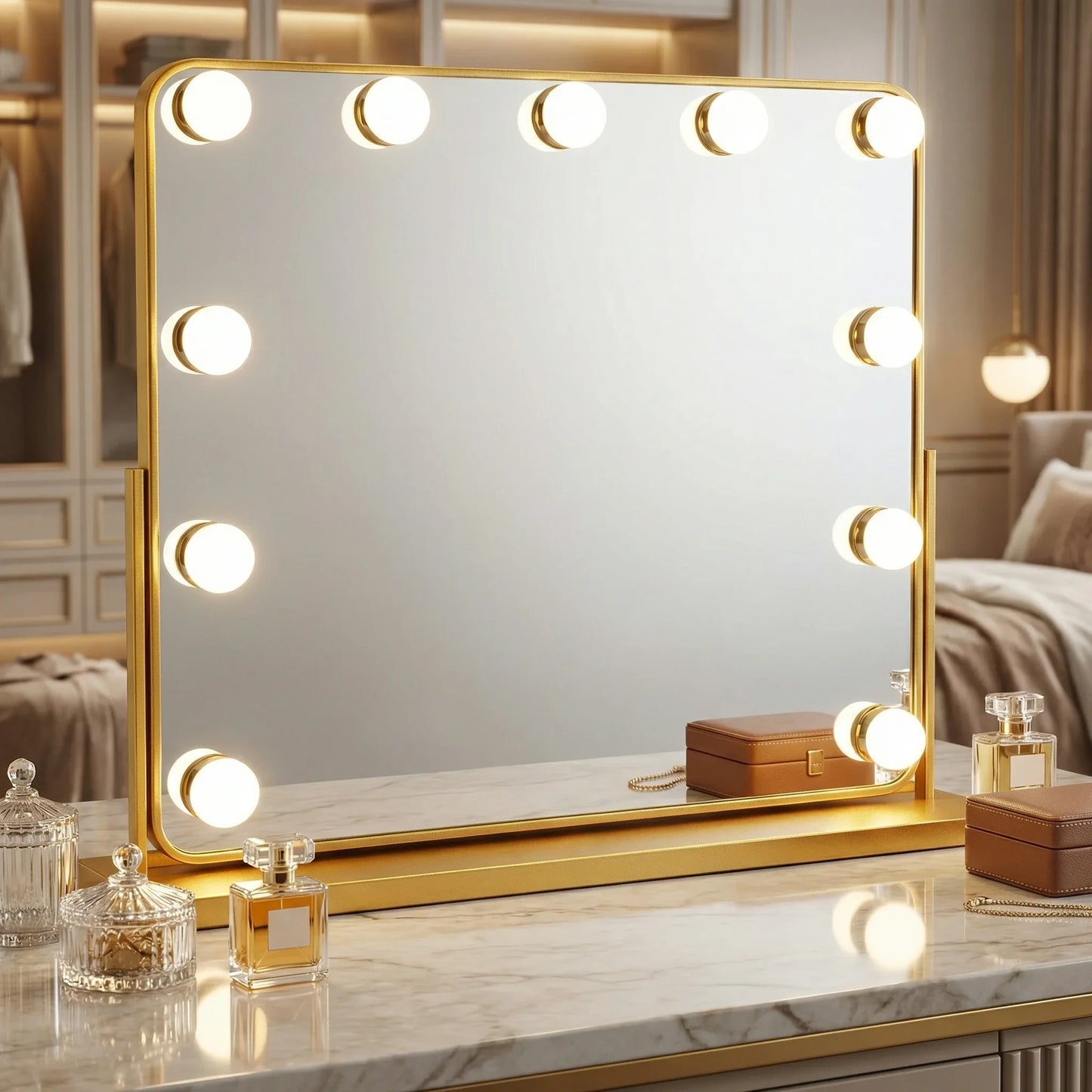 Elegant Gold Hollywood LED Makeup Mirror