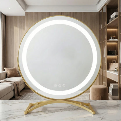 LumaGlow Luxury Gold LED Mirror