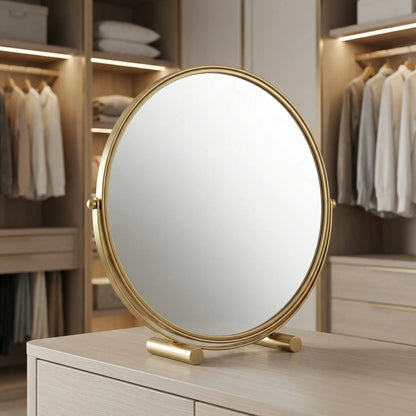 Elegant Gold Rotating Tabletop Vanity Mirror