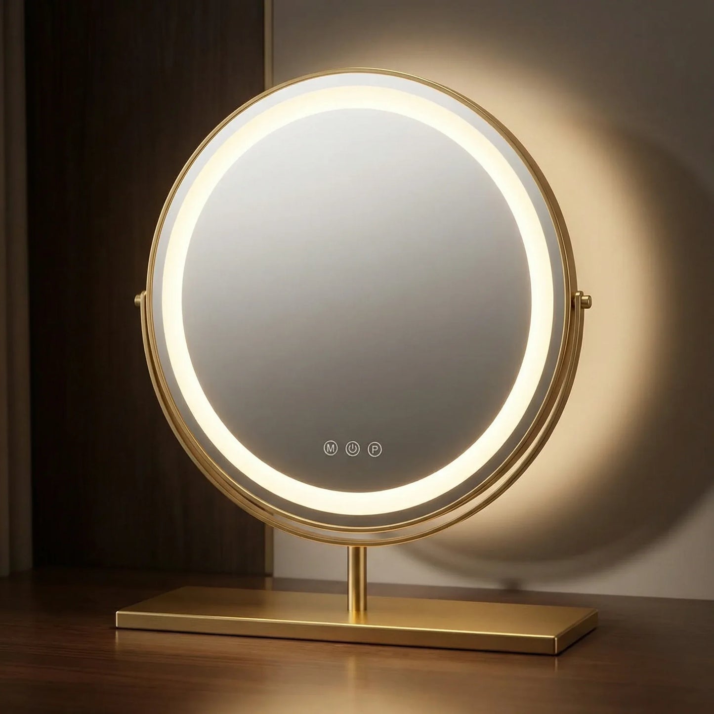 Luxury Circular Gold LED Vanity Mirror