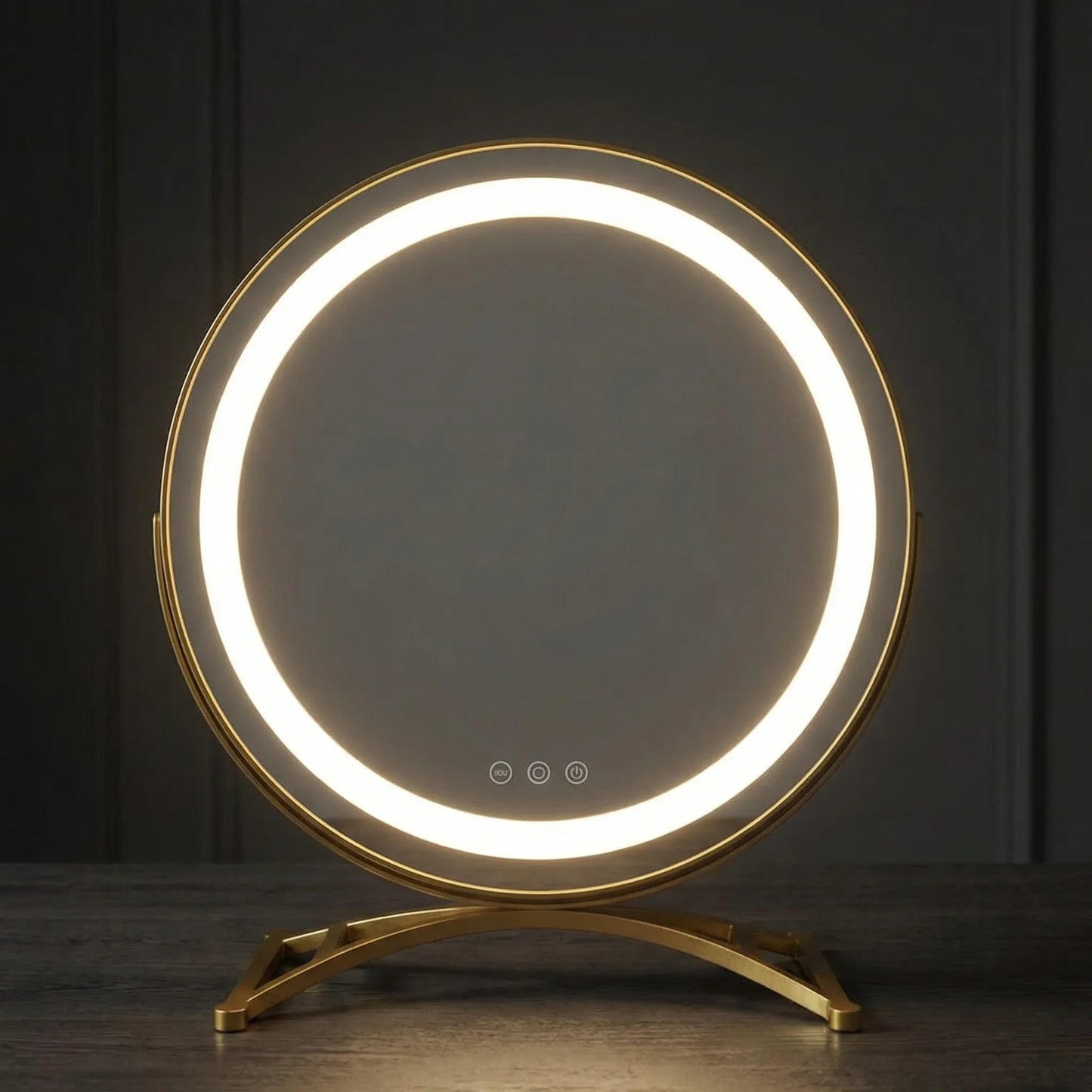 LumaGlow Luxury Gold LED Mirror