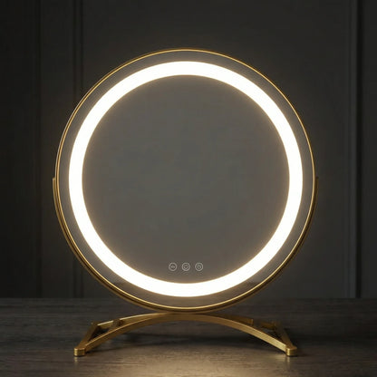LumaGlow Luxury Gold LED Mirror