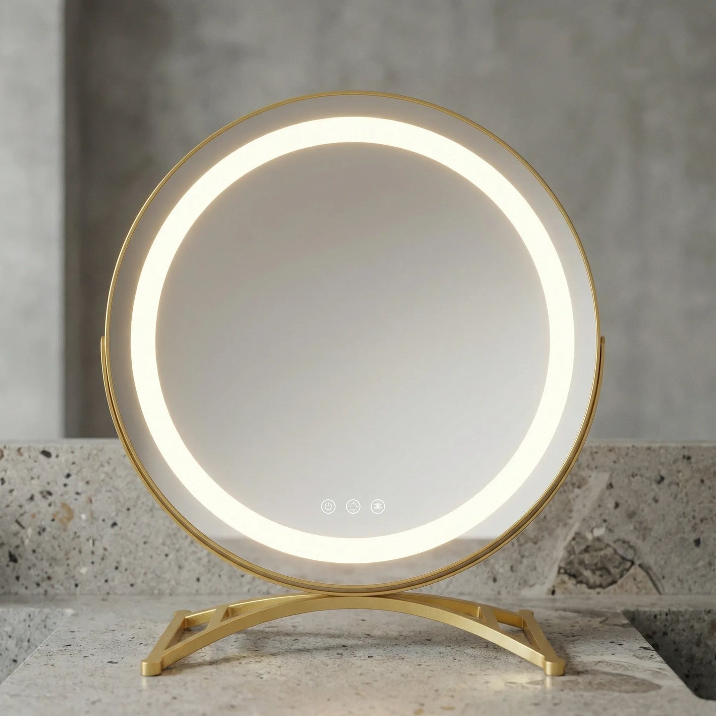 LumaGlow Luxury Gold LED Mirror