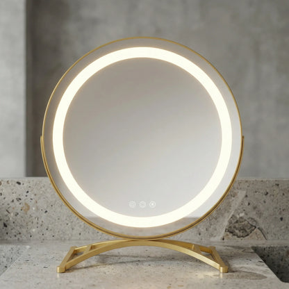 LumaGlow Luxury Gold LED Mirror